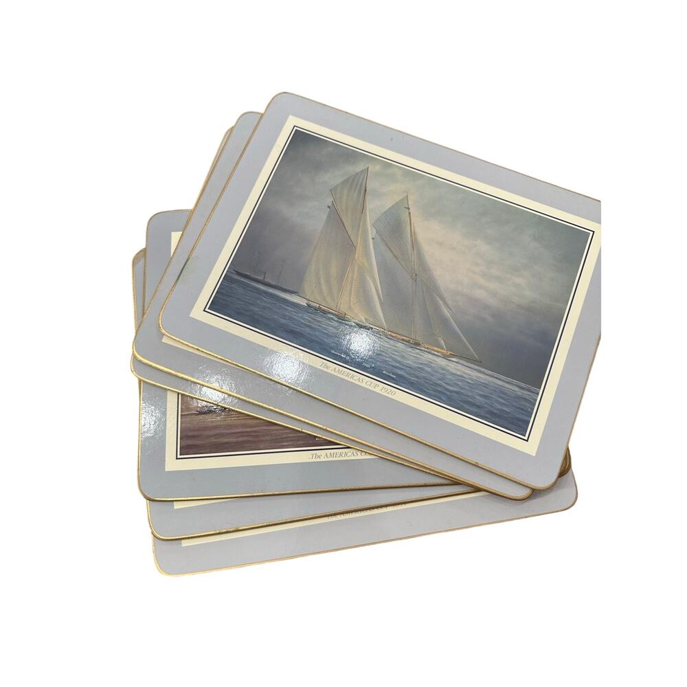 Vintage Cloverleaf England America’s Cup Nautical Placemats – Set of 6